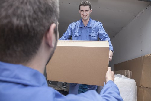 Organized storage boxes in a Cannhall short-term storage unit