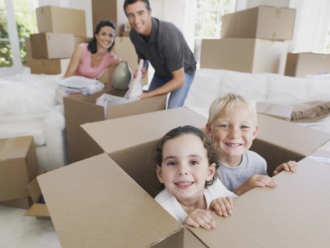 Packed furniture and boxes prepared for short-term storage in Cannhall