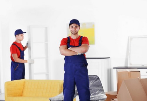 Moving boxes and furniture prepared for removals and storage in Cannhall