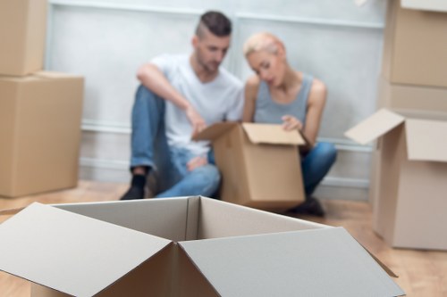 Moving van and packed boxes for removals in Cannhall